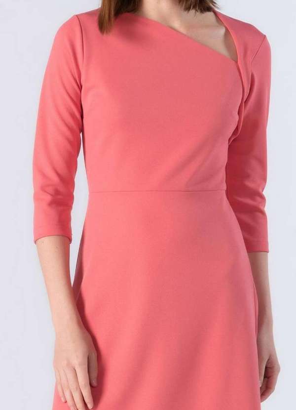 Lamis - Vestido Midi Decote Moderno Goiaba 2