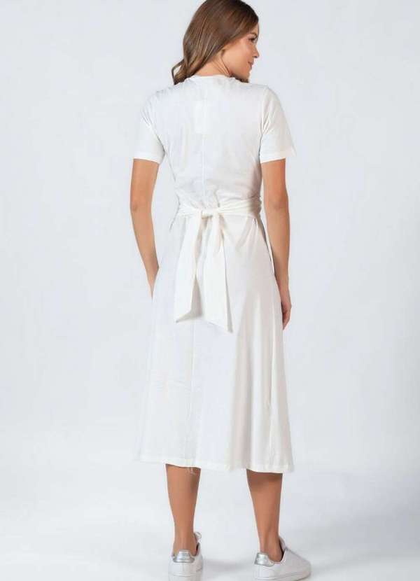 Lamis - Vestido Midi em Algodao Faixa Branco 3