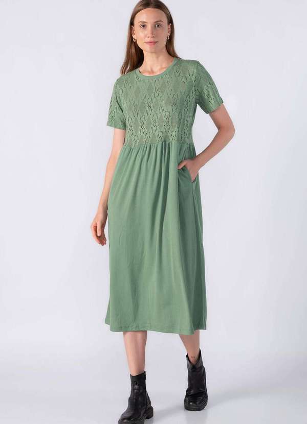 Lamis - Vestido Midi em Laise e Ribana Verde 2