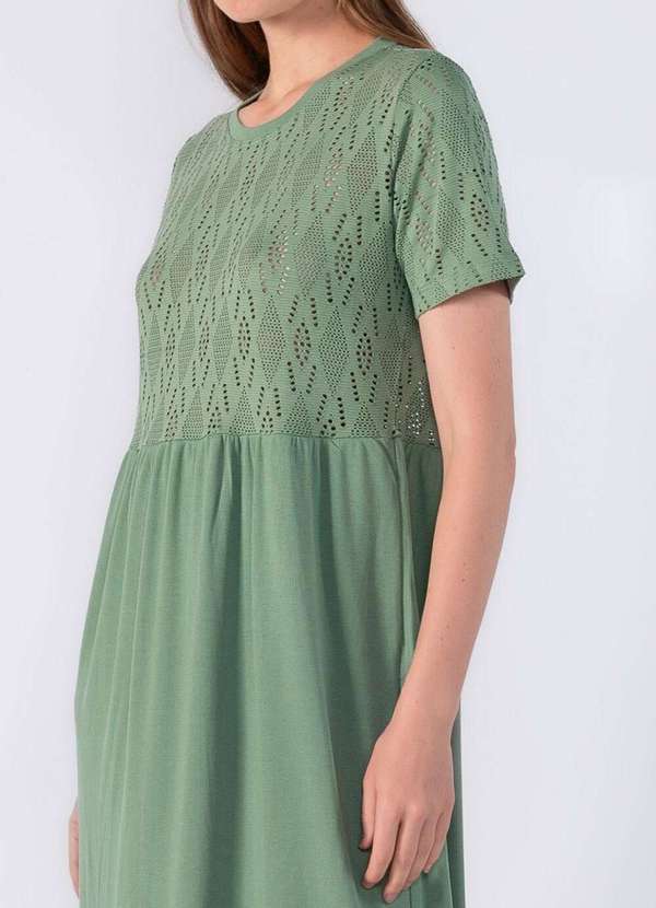 Lamis - Vestido Midi em Laise e Ribana Verde 3
