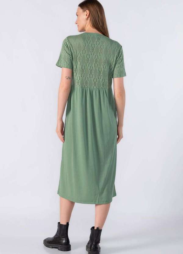 Lamis - Vestido Midi em Laise e Ribana Verde 4
