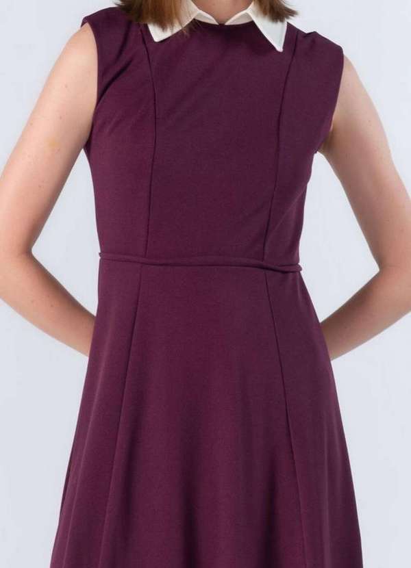 Lamis - Vestido Midi em Poliester Gola Classica Roxo 2