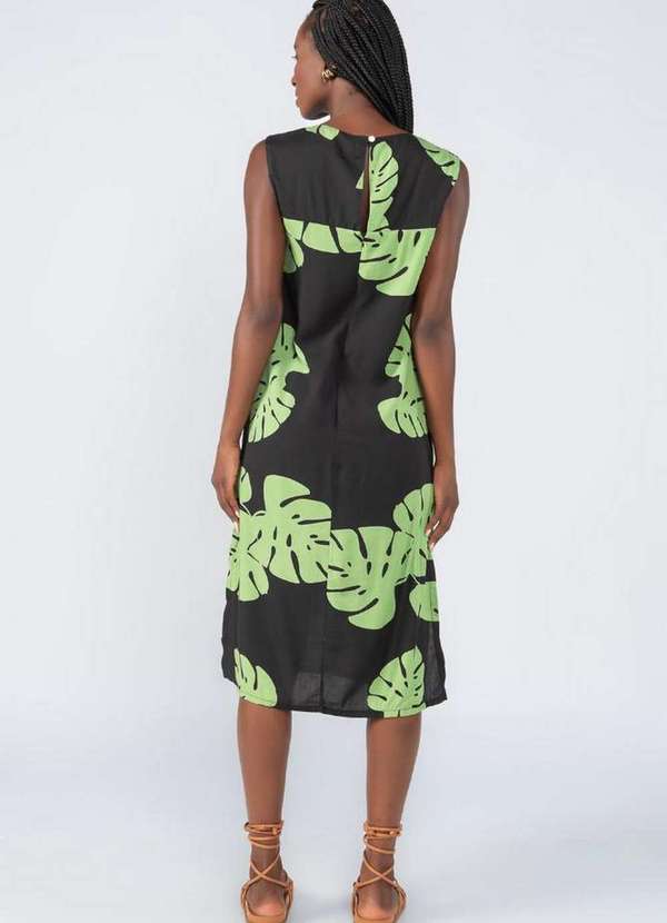 Lamis - Vestido Midi em Viscose Estampa Tropical Verde 4