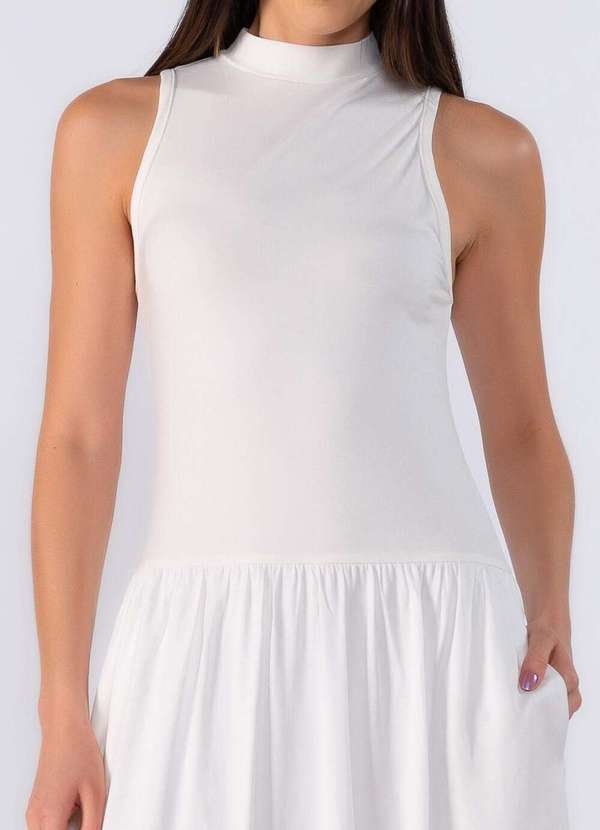 Lamis - Vestido Midi Gola Alta em Malha Confort Off White 2