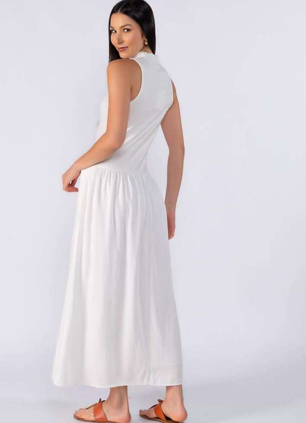 Lamis - Vestido Midi Gola Alta em Malha Confort Off White 4