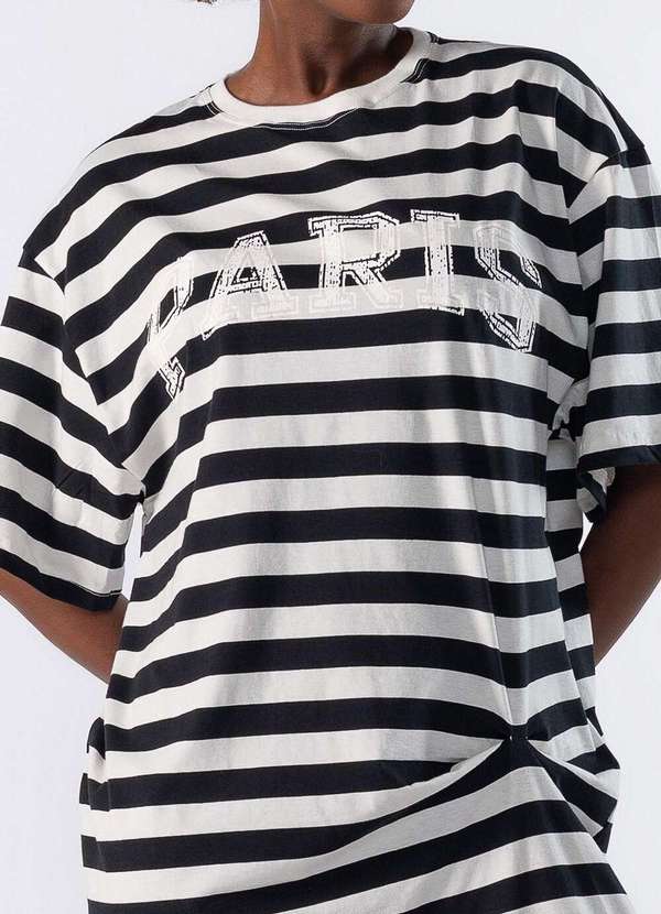 Lamis - Vestido Midi Listrado Preto