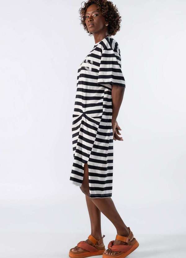 Lamis - Vestido Midi Listrado Preto 2