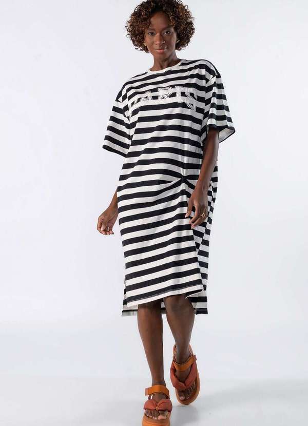 Lamis - Vestido Midi Listrado Preto 3
