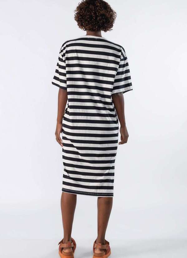 Lamis - Vestido Midi Listrado Preto 4