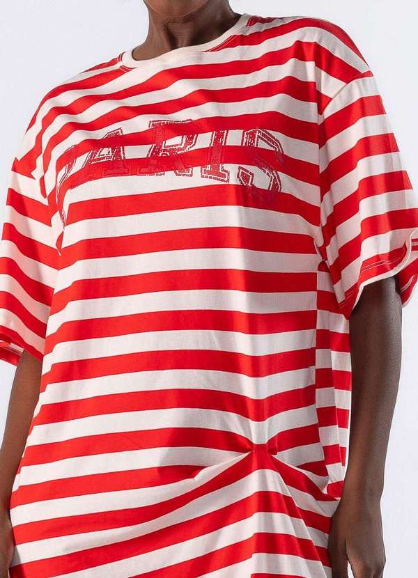 Lamis - Vestido Midi Listrado Vermelho