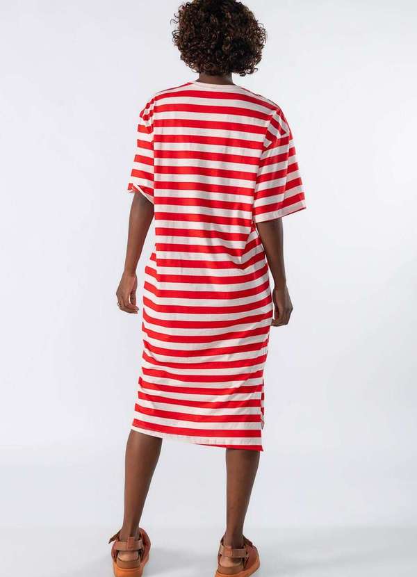 Lamis - Vestido Midi Listrado Vermelho 4