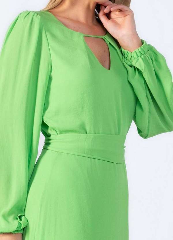 Lamis - Vestido Midi Manga Longa Balone Verde 3