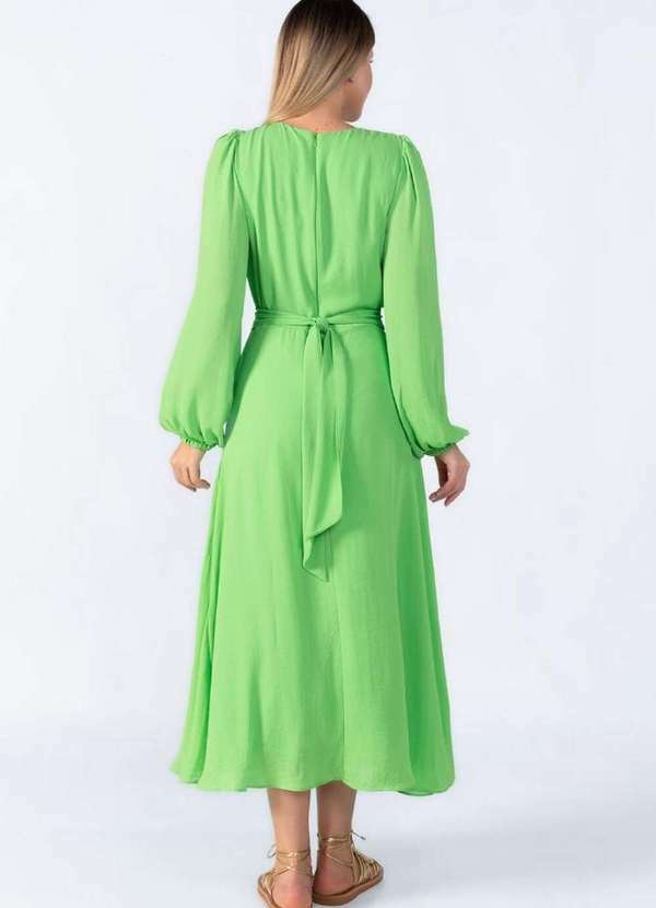 Lamis - Vestido Midi Manga Longa Balone Verde 4