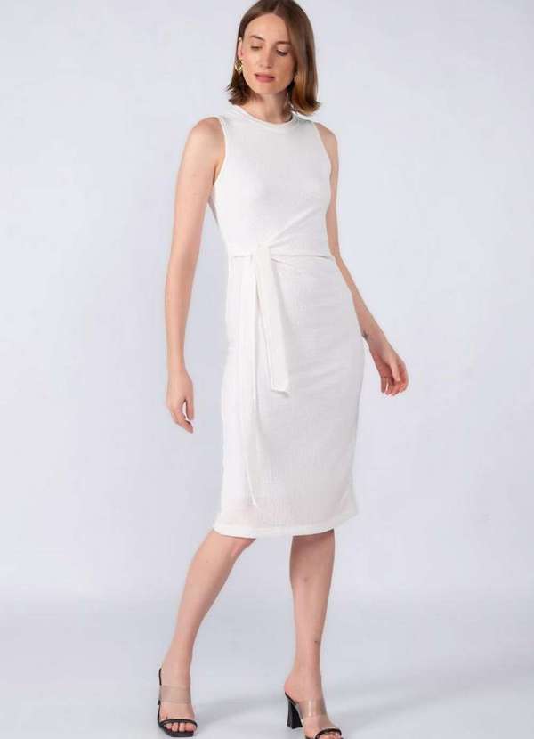 Lamis - Vestido Midi Regata Laco Lateral Poliester Off White
