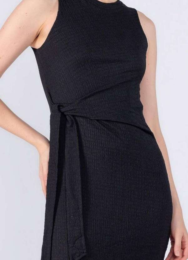 Lamis - Vestido Midi Regata Laco Lateral Poliester Preto 2