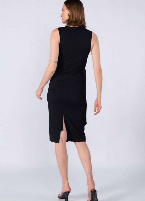 Lamis - Vestido Midi Regata Laco Lateral Poliester Preto 4