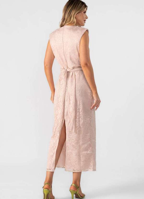 Lamis - Vestido Midi Renda com Faixa Rose 2