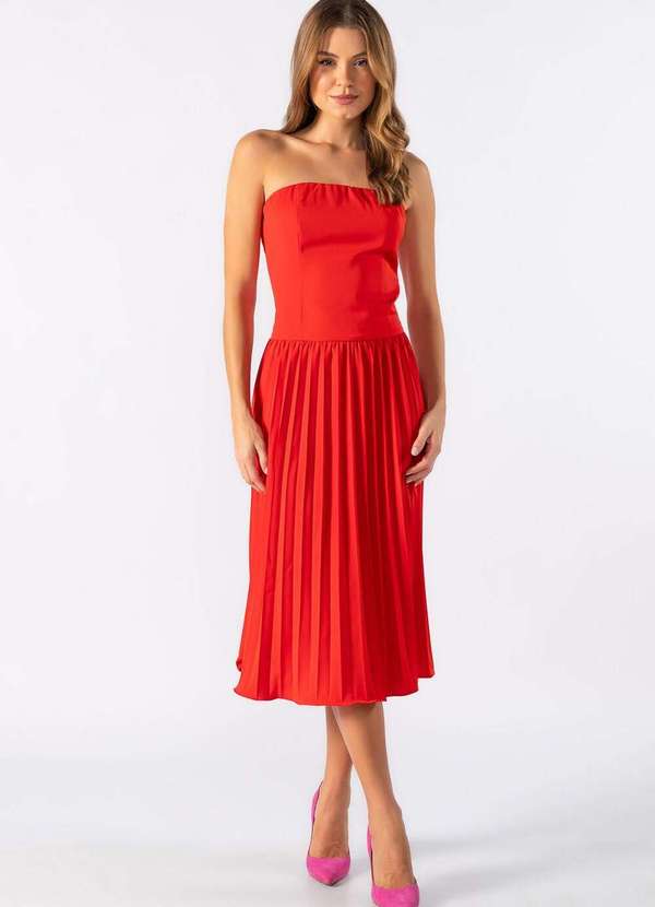 Lamis - Vestido Midi Toma que Caia Vermelho