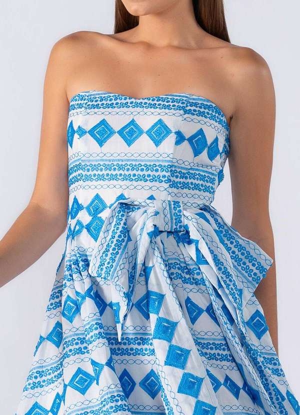 Lamis - Vestido Midi Tomara que Caia com Laco Azul 3