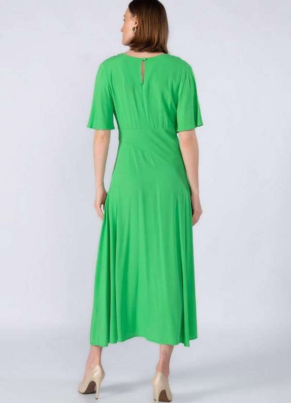 Lamis - Vestido Midi Viscose Botoes Forrado Verde 4