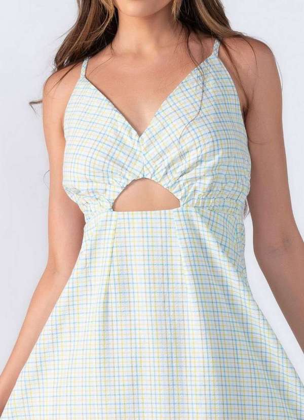 Lamis - Vestido Midi Xadrez Abertura Decote Verde 2