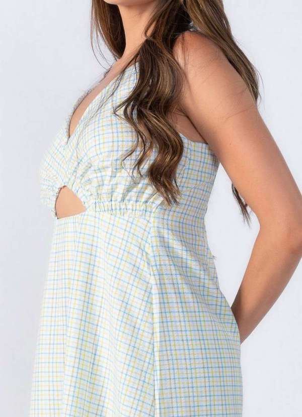 Lamis - Vestido Midi Xadrez Abertura Decote Verde 3