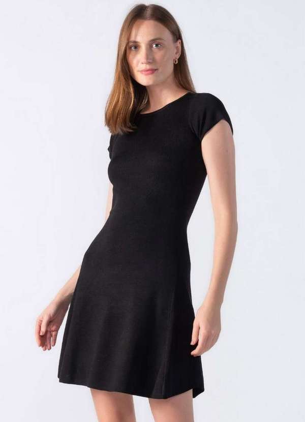Lamis - Vestido Modelado com Manga Curta Preto 2