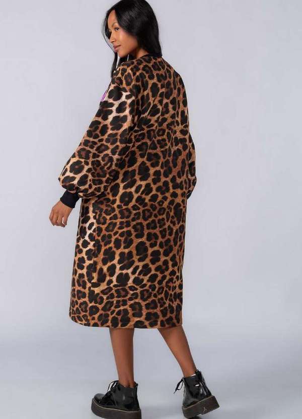 Lamis - Vestido Moletom Longo Animal Print Marrom 4