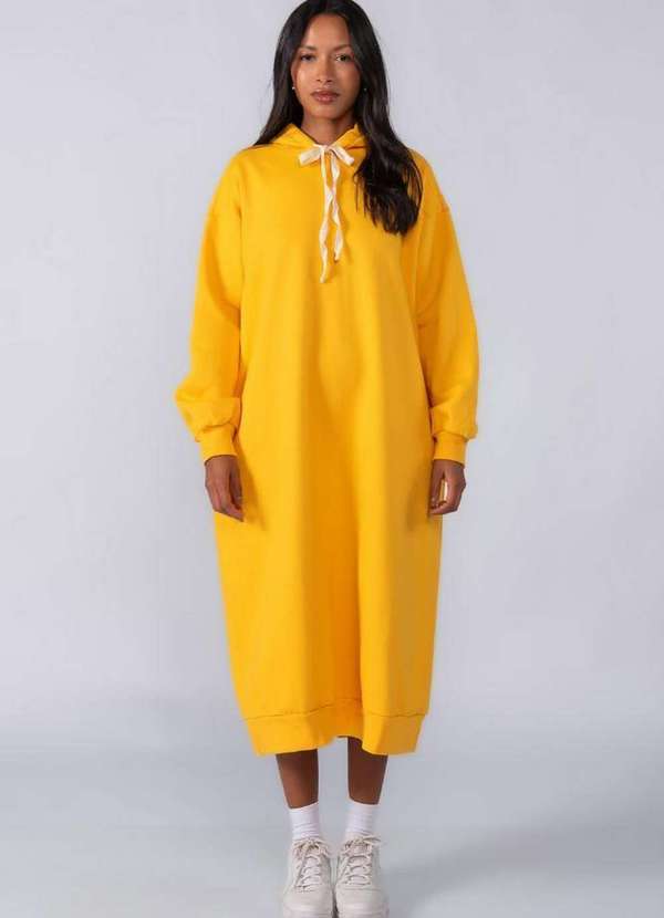 Lamis Vestido Moletom Longo Oversized Amarelo