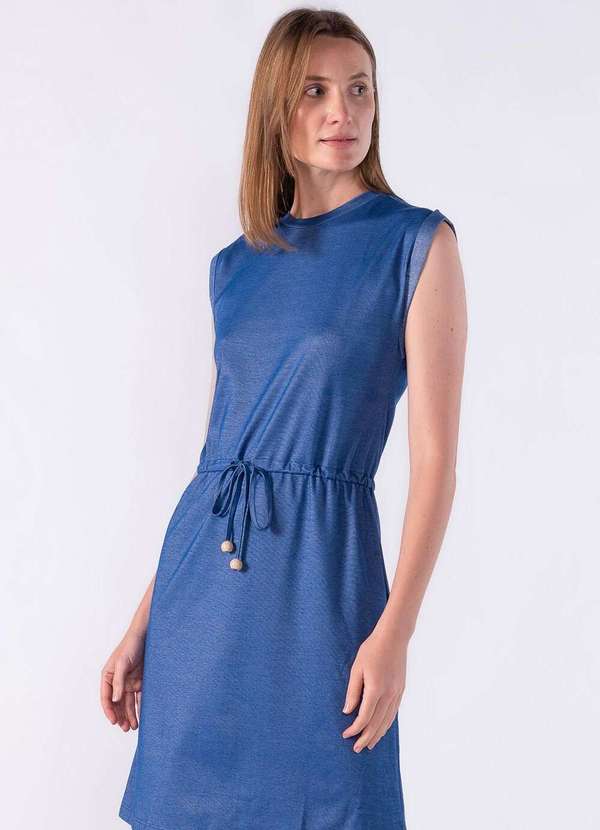 Lamis - Vestido Muscle Tee com Ajuste Cintura Azul 3
