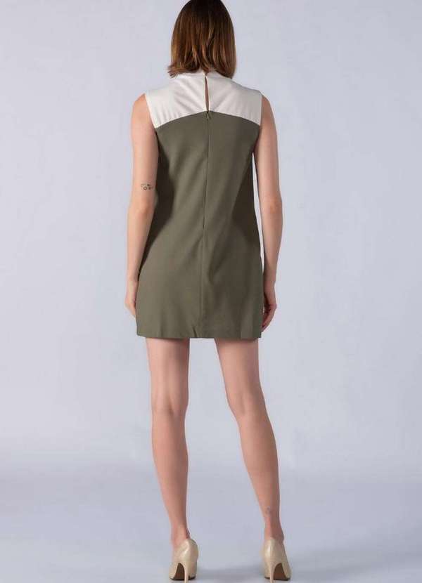 Lamis - Vestido Regata Curto em Linho Bicolor Verde Musgo 4