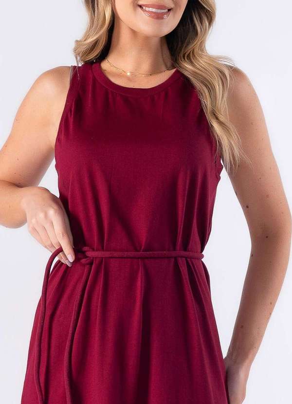 Lamis - Vestido Regata Reto Midi Vinho 2