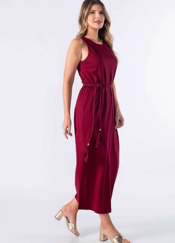 Lamis - Vestido Regata Reto Midi Vinho 3