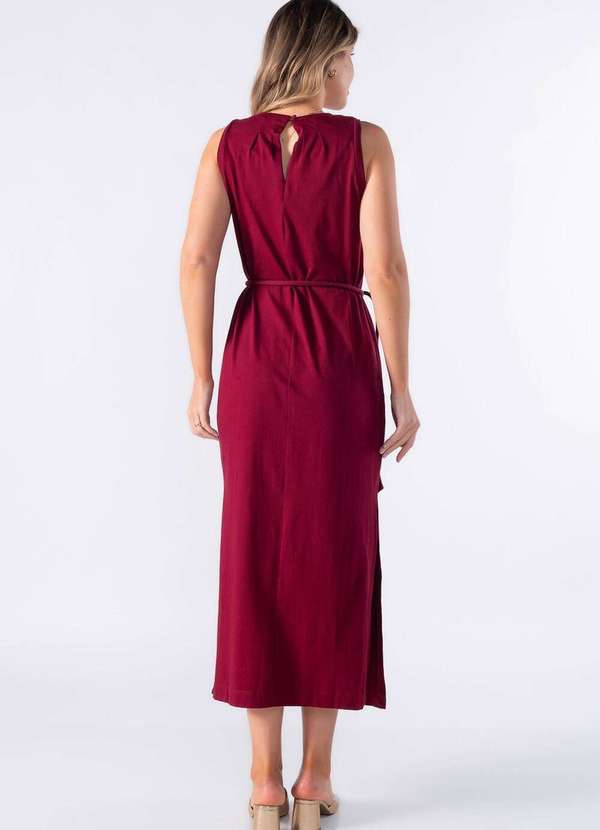Lamis - Vestido Regata Reto Midi Vinho 4
