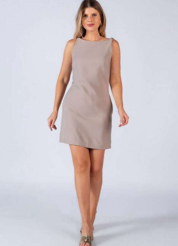 Lamis - Vestido Social Detalhe Ombro Cinza 2