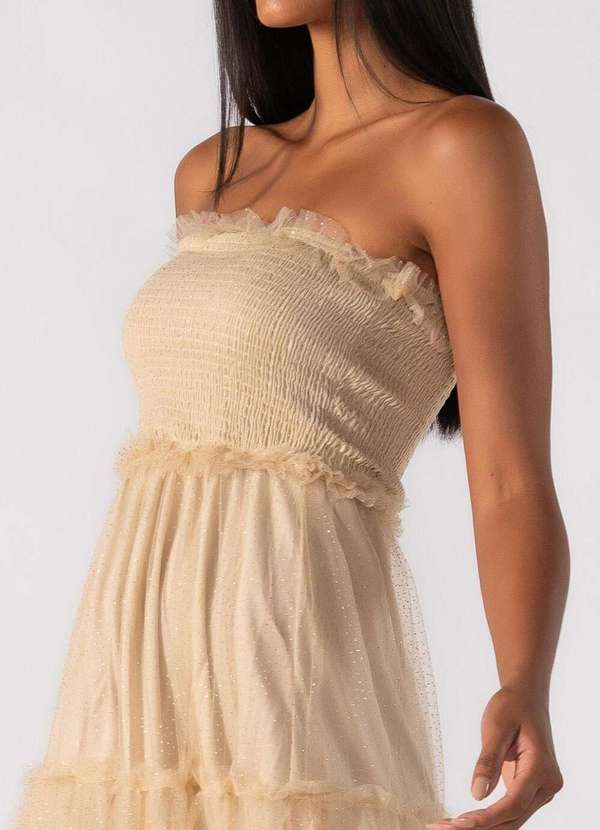 Lamis - Vestido Tomara que Caia com Tule Bege 3