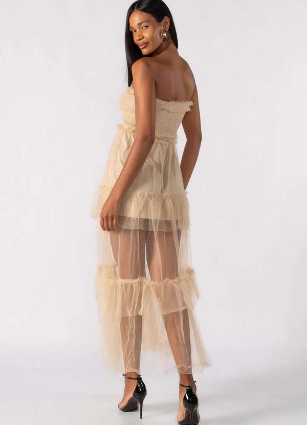 Lamis - Vestido Tomara que Caia com Tule Bege 4