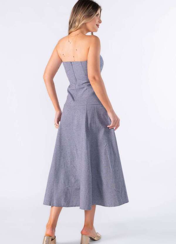 Lamis - Vestido Tomara que Caia Evase Cinza 4