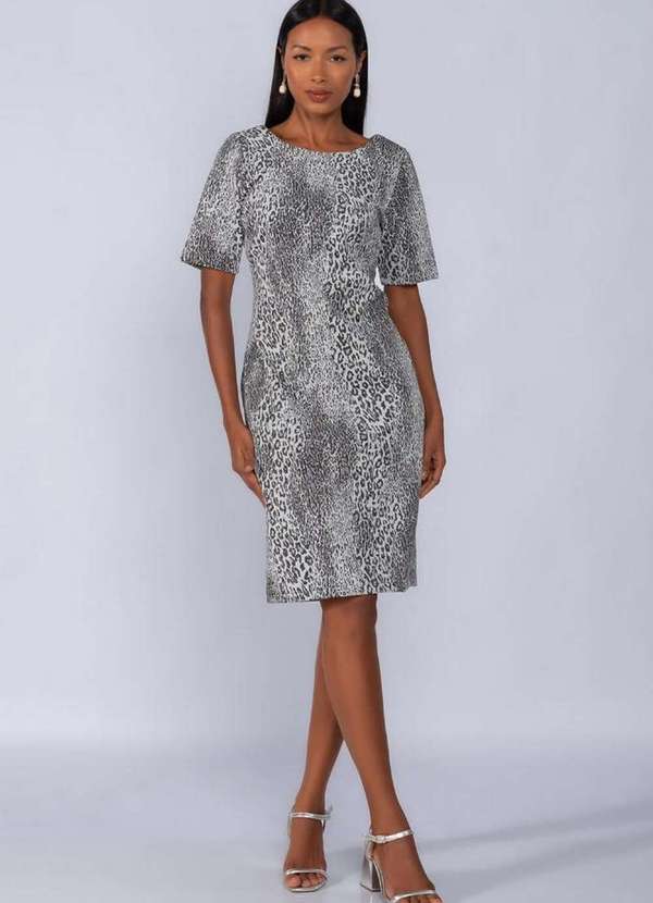 Lamis - Vestido Tubinho Oncinha Prata