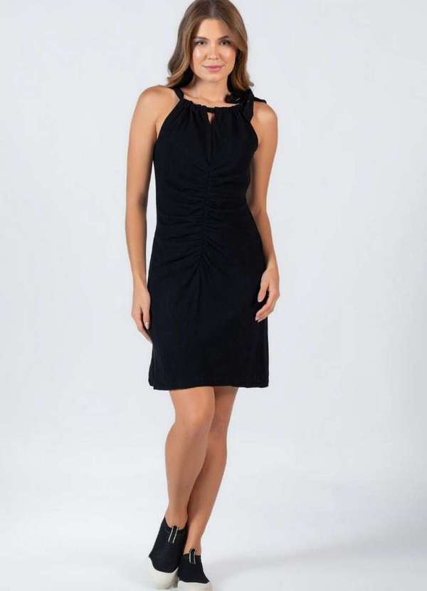 Lamis - Vestido Viscolinho Evase Preto