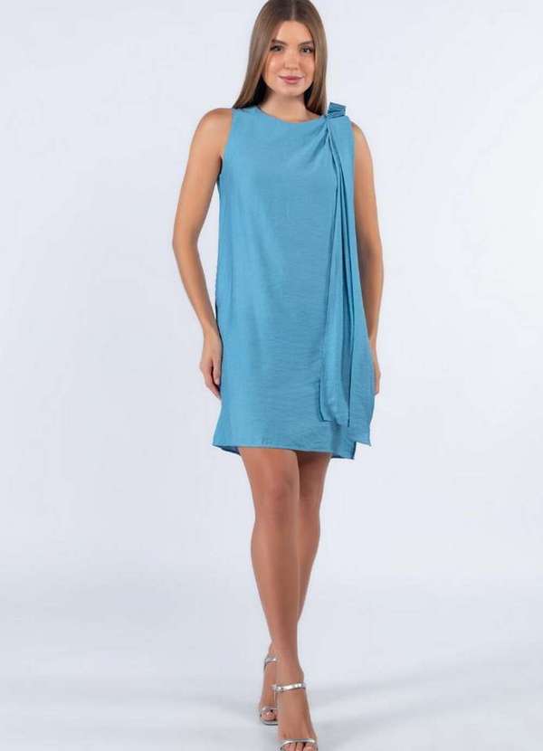 Lamis - Vestido Viscose com Faixa Ombro Azul