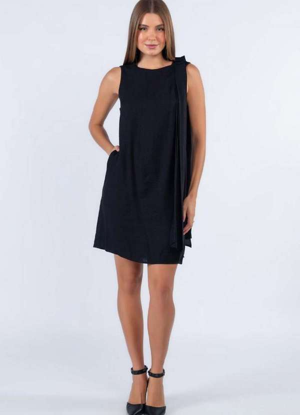 Lamis - Vestido Viscose com Faixa Ombro Preto