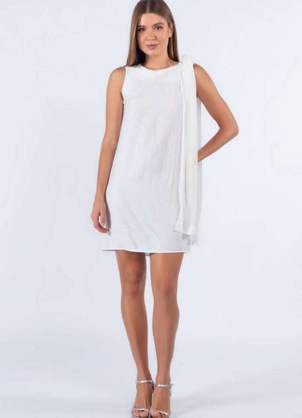 Lamis - Vestido Viscose com Faixa Ombro Branco