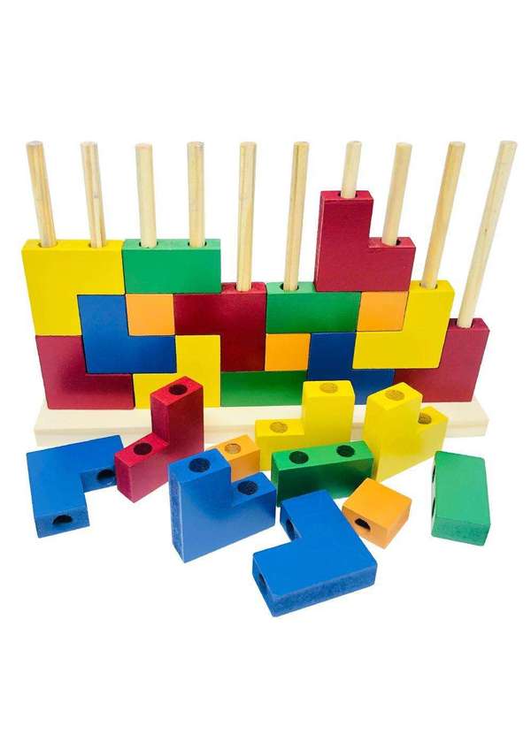 Brinquedo Educativo de Montar Madeira Torre Serial 2135 - Bambinno  Brinquedos