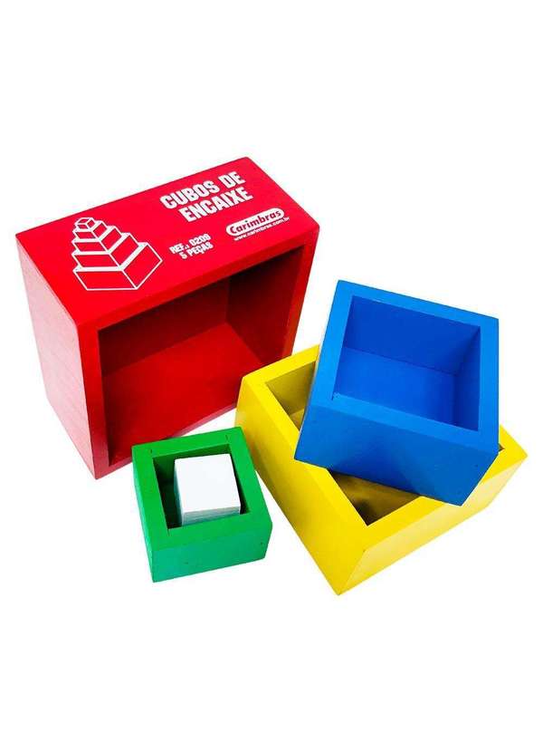 Brinquedo Educativo de Montar Cubos de Encaixe de Madeira - Bambinno  Brinquedos