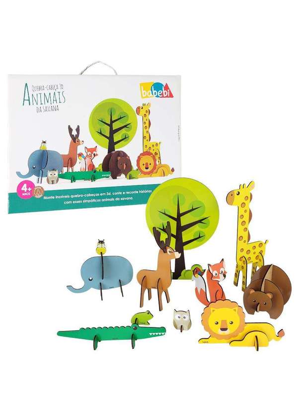 Quebra-Cabeças Formas Safari Brinquedo Infantil Educativo
