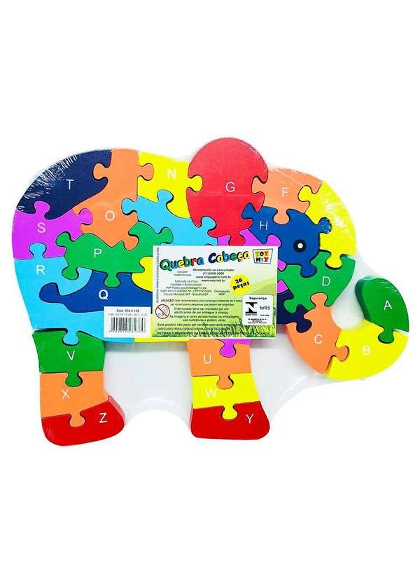 Quebra Cabeça Infantil 3D Madeira MDF Alfabeto 26 Peças Dog Toy Mix