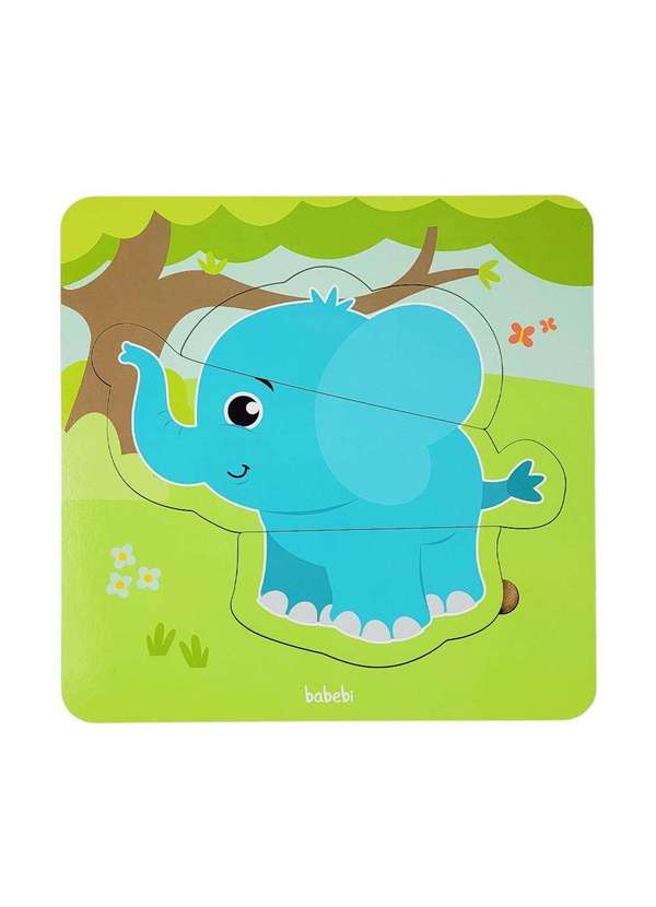Puzzle Elefante de madeira colorida, 120 peças