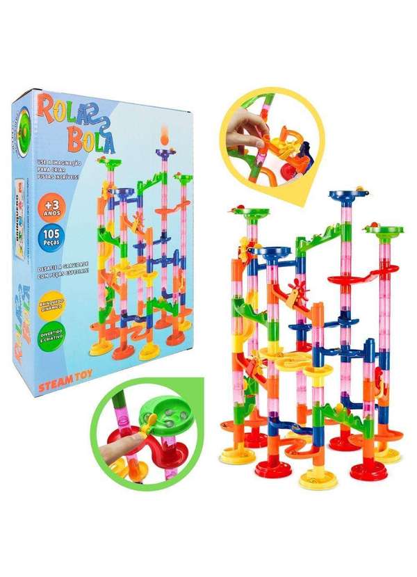 Rola Bola Brinquedo Blocos de Montar Infantil Torre 105 Pçs - Bambinno  Brinquedos