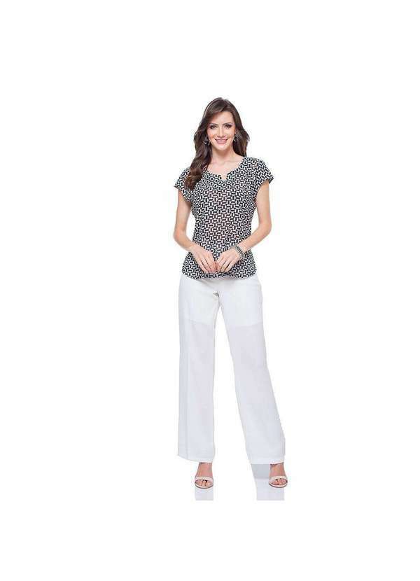 Sunny Days - Calça Pantalona Social Cores Cru - Cru - G Bege